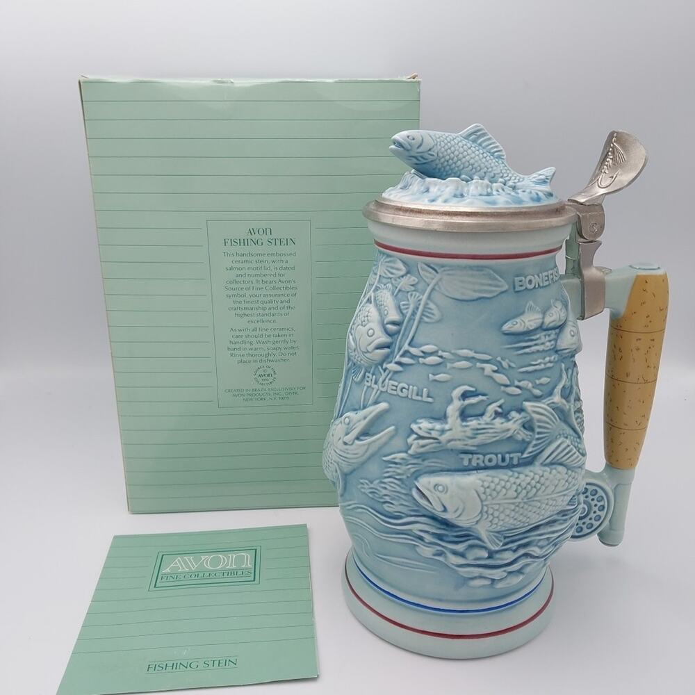 1990 Avon ~ Fishing Stein‎ #195894 ~ with Box